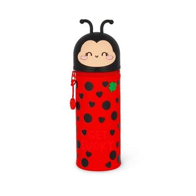 Legami 2-in-1-Federmäppchen aus Silikon - Kawaii - Ladybug 'Get Lucky'
