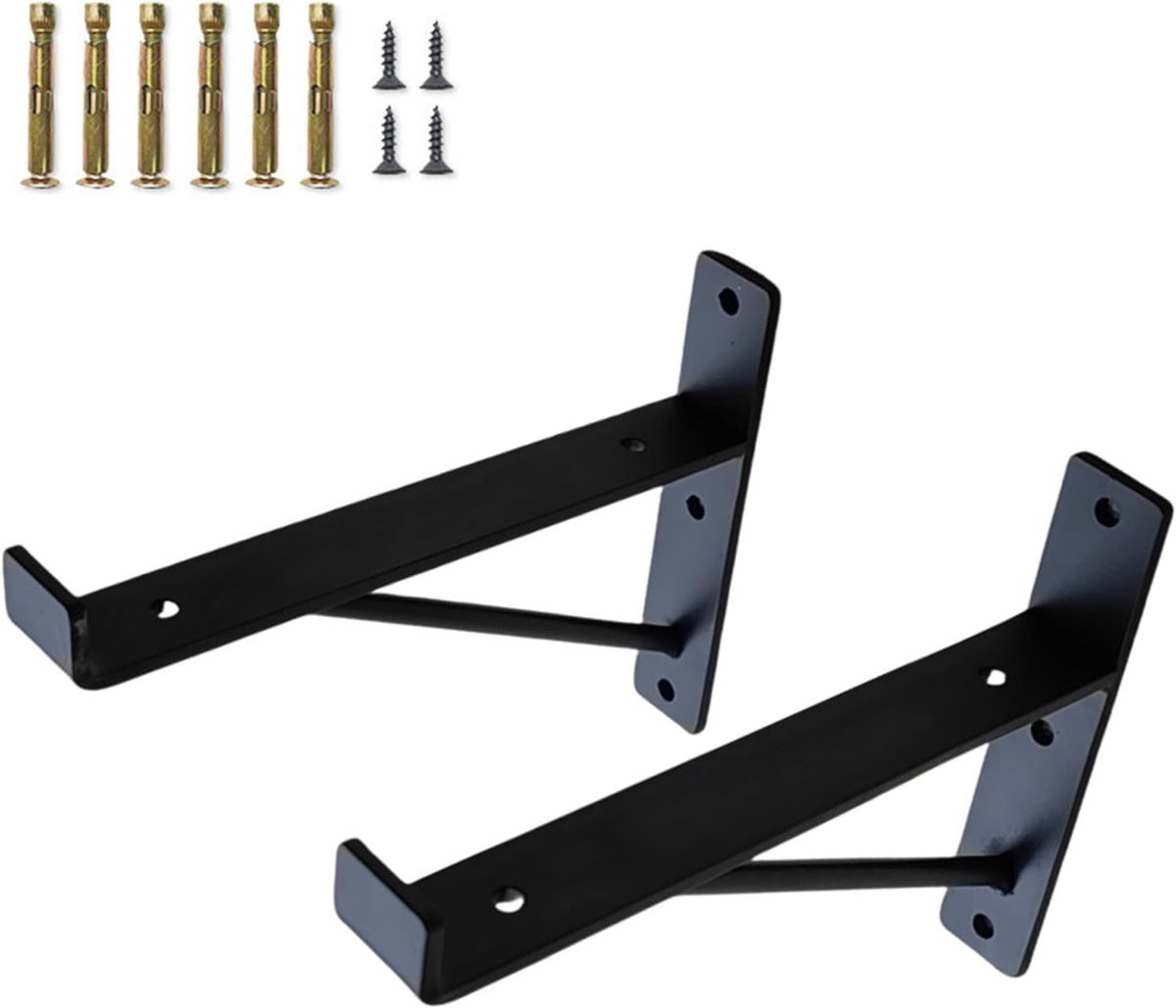 Zwarte Zwevende Plankdragers voor Opbergrekken - 40 cm Lengte