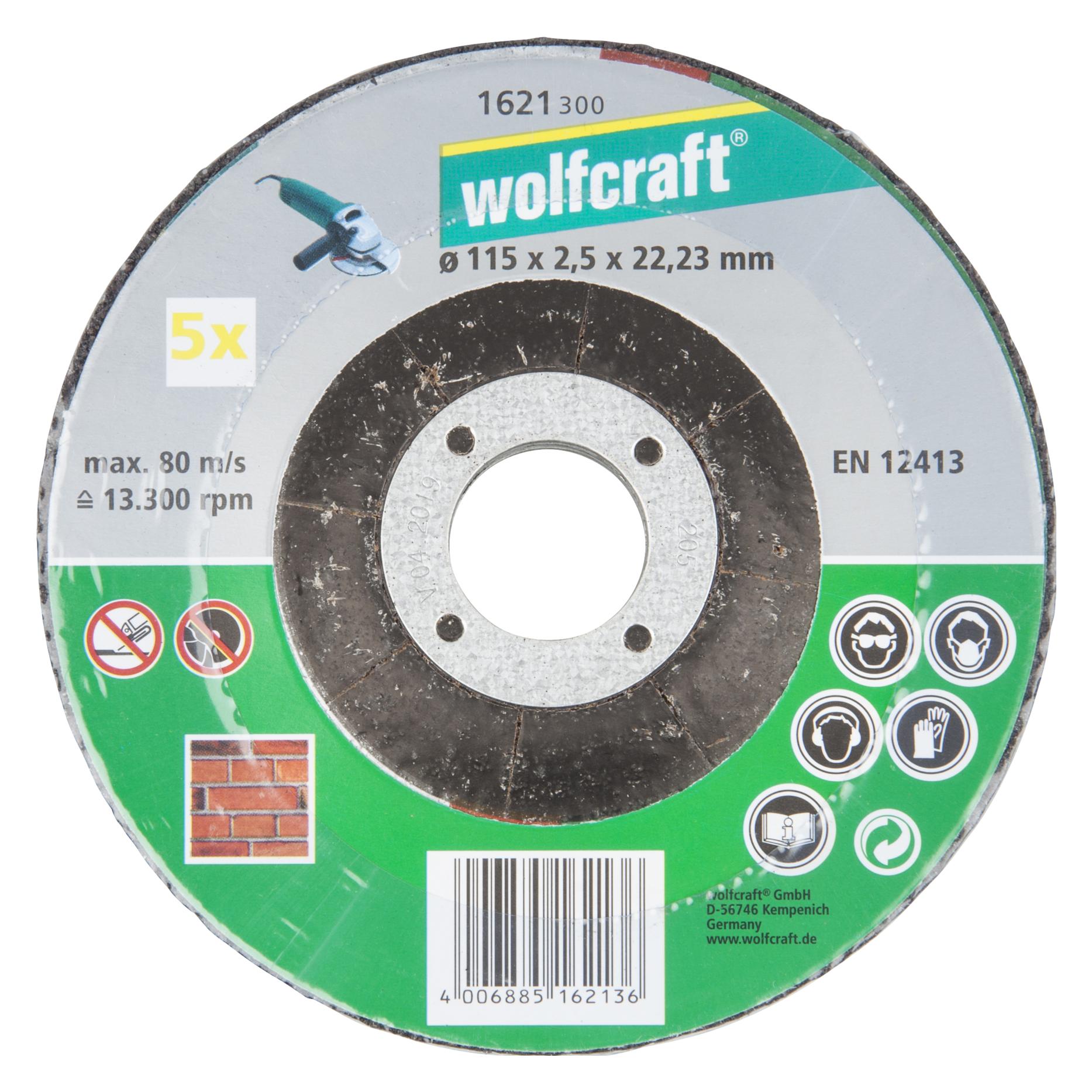 wolfcraft 5 Trennscheiben Stein ø115x2,5x22,2mm (1621300)