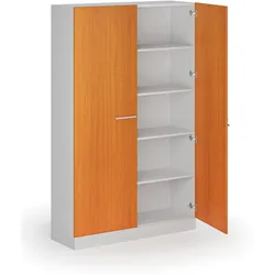 Metall-Aktenschrank mit Holztüren, zerlegt, 1950 x 1200 x 400 mm, Kirschbaum