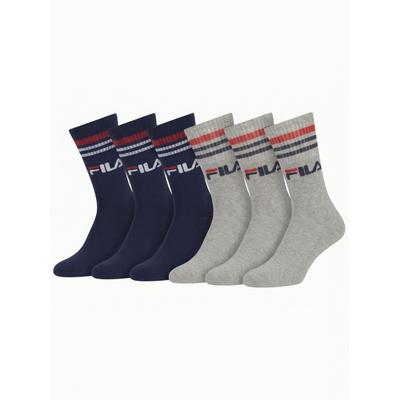 Socken FILA "UNISEX LIFESTYLE PLAIN SOCKS", Herren, Gr. 35-38, Sockengröße, grau (navy, grau), Baumwollmischung, normal, Socken Socken, mit Logo-Schriftzug