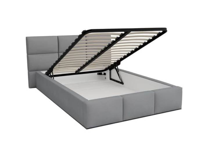 Lit Coffre Denver 140x190 - Sommier inclus Gris clair