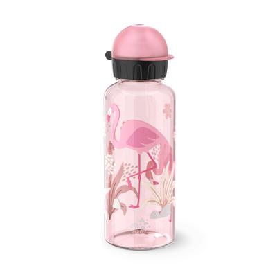 Trinkflasche EMSA "Kids", rosa (rosa, motiv: flamingo), H:21,5cm, Polypropylen (PP), Tritan, Trinkflaschen, Trinkflasche, 100 % dicht, leicht, 0,6 L, Dreh-Trinkverschluss, transparent