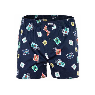 Webboxer HAPPY SHORTS "Web-Boxershorts 1er Pack", Herren, Gr. S, bunt (stamps), Obermaterial: 100% Baumwolle CO., Unterhosen