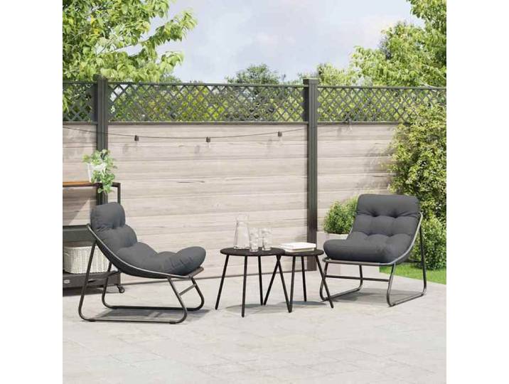 Noir Mobilier de jardin avec coussin 2 pcs Noir 60 5x81x71 cm - Siège de balcon LV66120