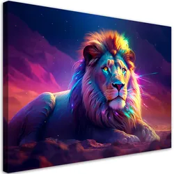 WANDBILD neon löwe afrika