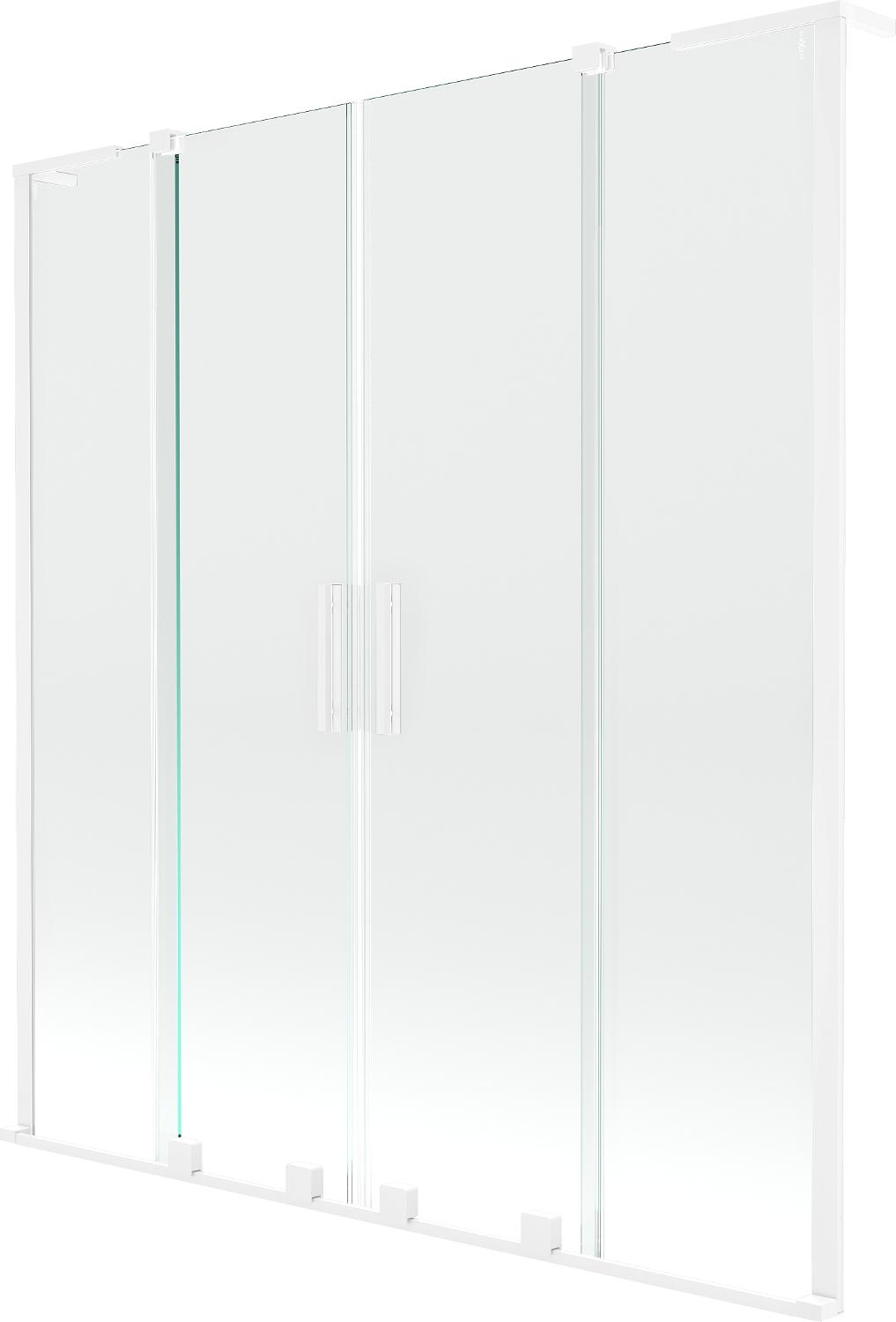 Mexen Velar L Duo Badewannen-Abtrennung 2-flügelig, verschiebbar, 160 x 150 cm, transparent, weiß - 896-160-003-02-20