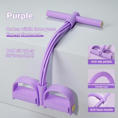 Healfit Counter Multi Function 6 Tube Resistance Band, 6 Tube Elastic Yoga Pedal Puller, Tension Rope Fitness Bands For Sports Exercises purple