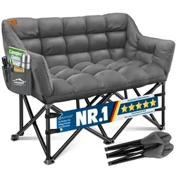 KESSER® Campingsofa faltbar, Campingcouch breit, gepolstert mit Seitentaschen & Tasche, Faltsofa DUO, Campingstuhl Indoor & Outdoor, Camping, Festival, Angeln & Garten