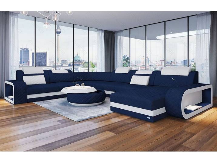Wohnlandschaft Berlin XXL U-Form in Stoff