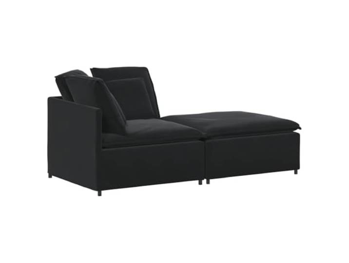 Makastle Modulares Sofa mit Fußhocker Samt Schwarz 200x100