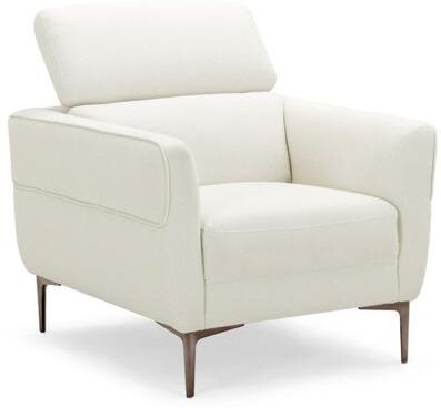 Costway Modern Upholstered Single Sofa with Adjustable Headrest and Stable Metal Legs-White