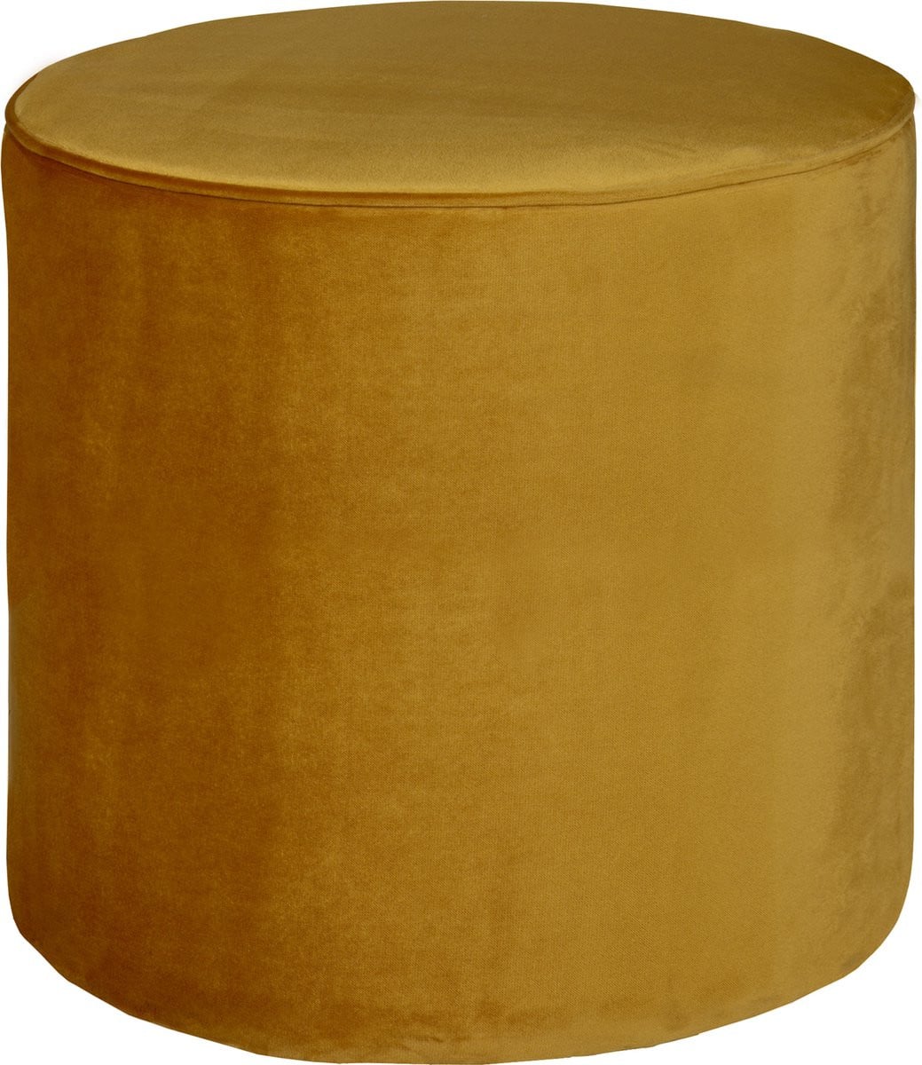 WOOOD Sara Poef Hoog - Velvet - Oker - B/D/H: 46 x 46 x 46 cm