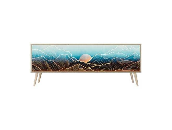 Healancy Biomedical TV Schrank mit Türen - Kommode - Fernsehschrank - Lowboard - Fernsehtisch - Wohnzimmer Möbel - Board mit Stauraum - Tisch - Sideboard - Fernsehrregal Riva-Eiche