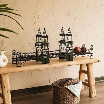SUSSEXHOME "Metal Bridge Shelf for Desk or Wall, Unique Home Office Decor - 35.4"" (W) x 14.5"" (H) x 7.3"" (D),"
