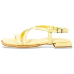 Art für Damen. 1200111G9003_024 Ledersandalen 2001 Bergamo gelb (42), Wohnung, 1 bis 3 cm, Schnalle, Lässig