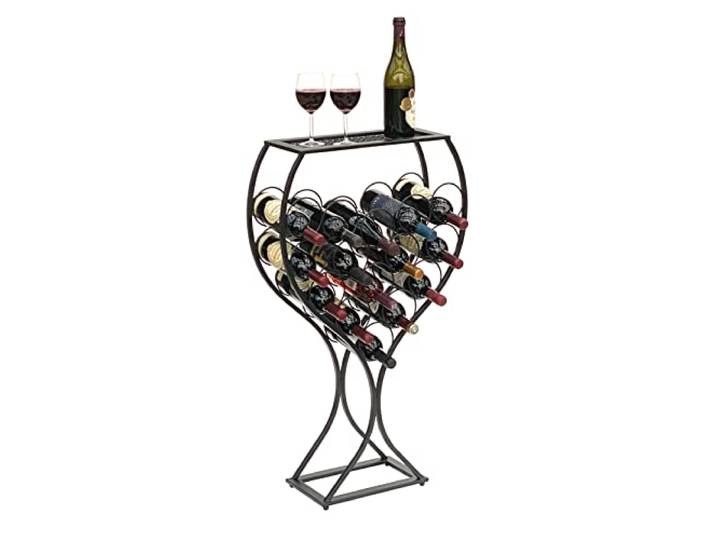 DanDiBo Weinregal Weinglas Design Metall Schwarz Flaschenregal stehend 100 cm 96211 für 15 Flaschen Schmiedeeisen