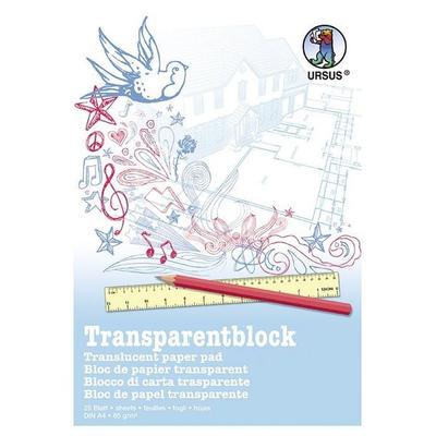 URSUS Zeichen und Künstlerbedarf Transparentblock Format DIN A4, 25 Blatt weißes Transparentpapier 65 g/m²