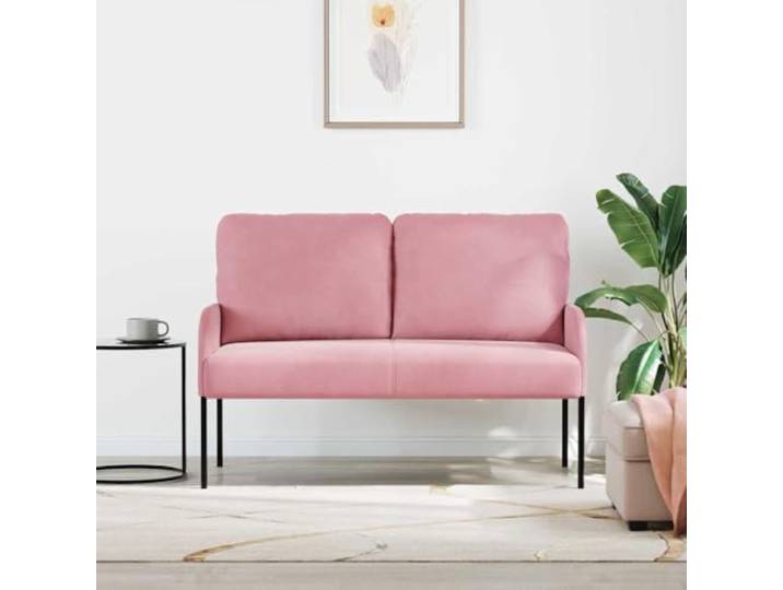 KTHLBRH Rosa Sofa 110 cm Sperrholz Weiches Polyester, Metallbeine, runde Kissen, einfache Reinigung