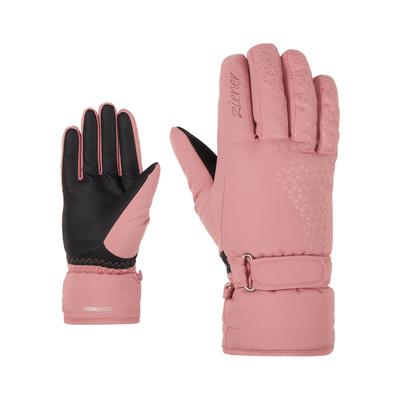 Skihandschuhe ZIENER "KISAR-Z AQUASHIELD DAMEN", Damen, Gr. 6, rosa (rose blossom), Kunstfaser, Handschuhe, wasserdicht, winddicht, atmungsaktiv, warm, weiches Fleece-Futter