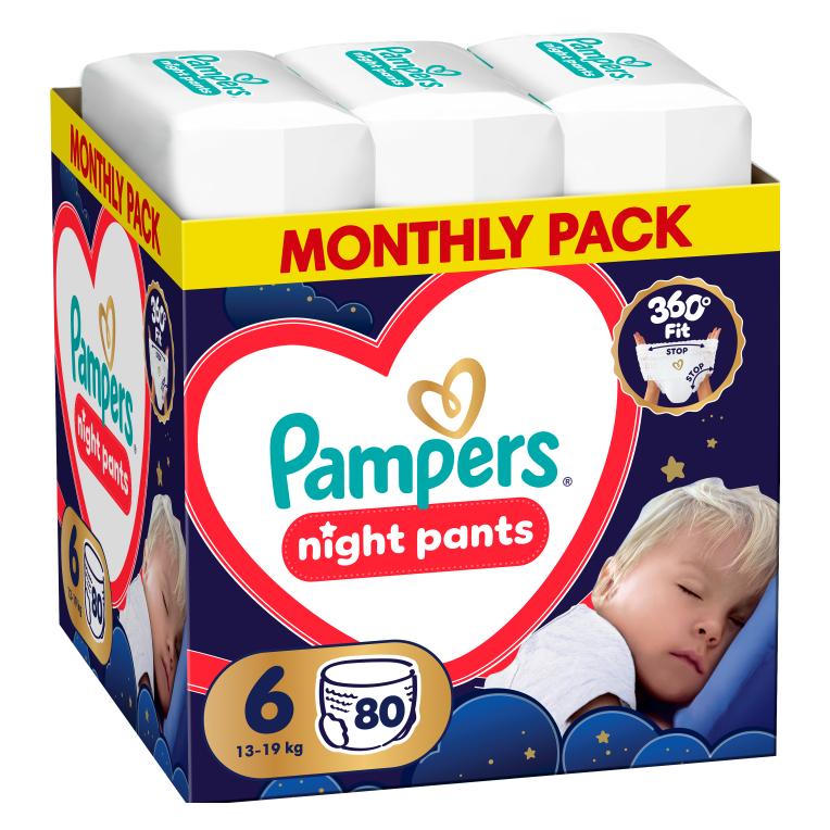 Pampers Pants Night Size 6 80 Pieces Comfortable And Absorbent Nighttime Diapers For Your Baby (Monatsbox, 80 Stk.) (53584)