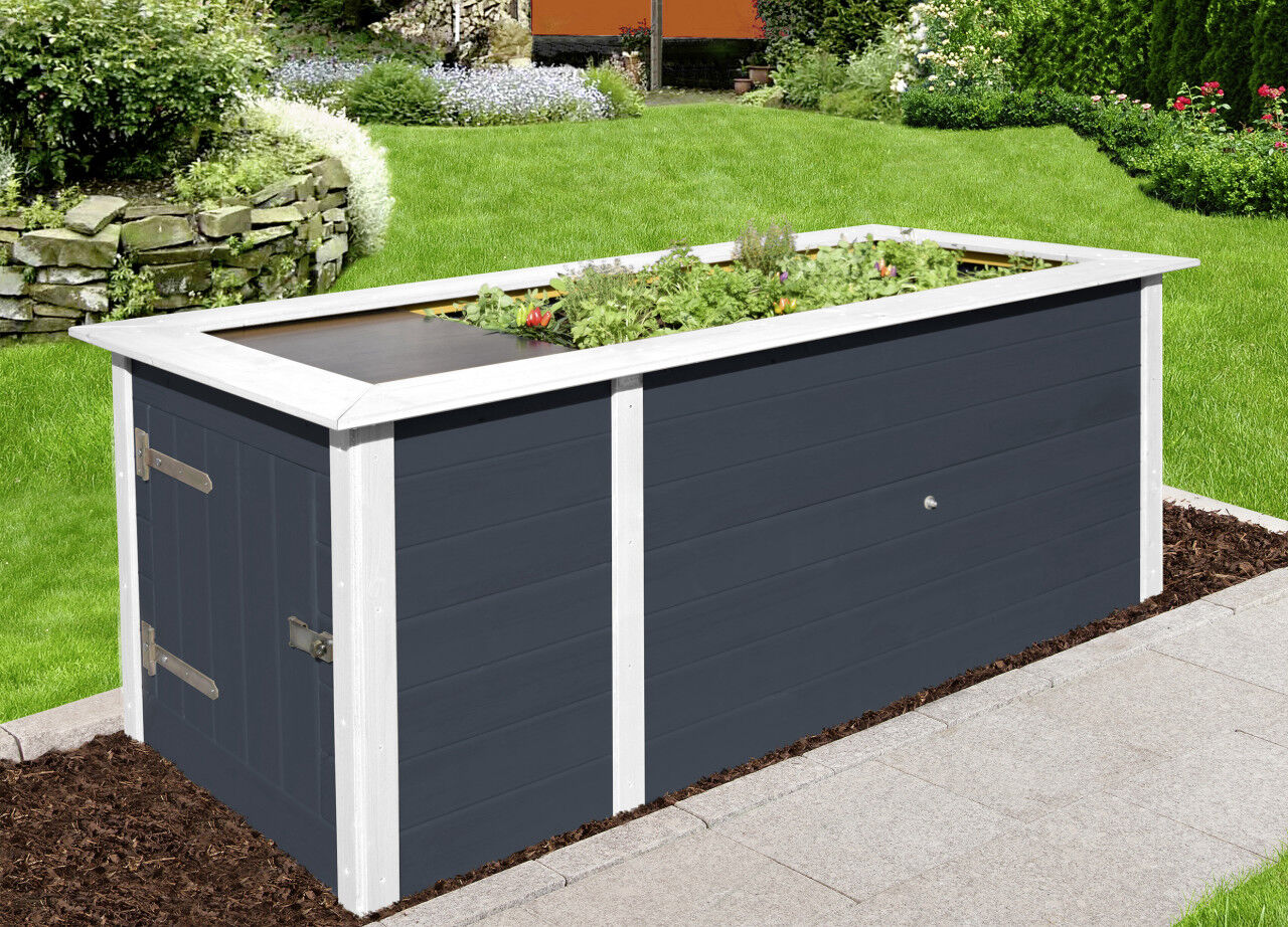 Weka Hochbeet 21 205 x 80 x 81 cm anthrazit mit Noppenbahn, Wühlmausschutz