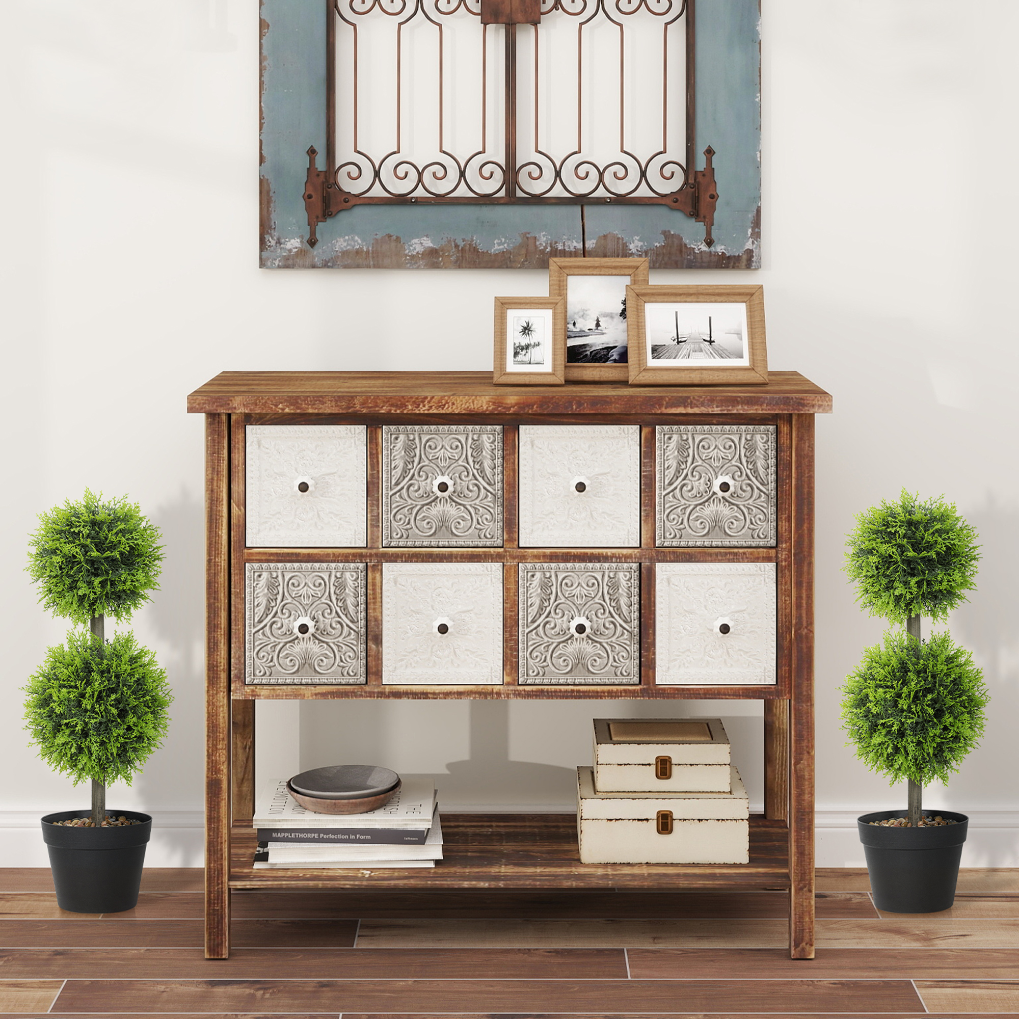 Homcom Set da 2 piante artificiali decorative, sfere di bosso artificiale 60 cm con vaso, plastica, verde   Aosom Italy