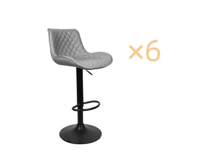 Tabourets de bar avec dossier et repose-pieds - Shenglimeii - Lot de 6 - Gris clair - Contemporain - Design
