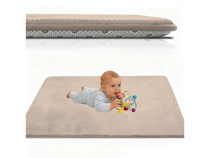 Krabbelmatte Baby 200 x 400 cm Hellbraun 2.5cm Dicke Schaumstoff Spielmatte, Teppich Kinderzimmer, Teppich Kinder Spielmatte mit Rutschfester Unterseite, Teppich Baby für Kinder, Kinderteppich