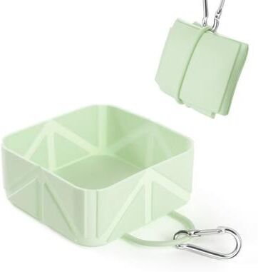 Uplifted Trends Collapsible Dog Bowl With Clip Portable Silicone Pet Travel Bowl For Food And Water green