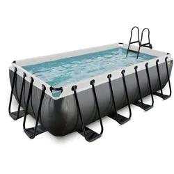 EXIT Black Leather Pool 400x200x100cm mit Sandfilterpumpe - schwarz