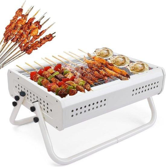 WAN Draagbare Houtskoolgrill Tafelbarbecue voor 2-4 Personen - Wit