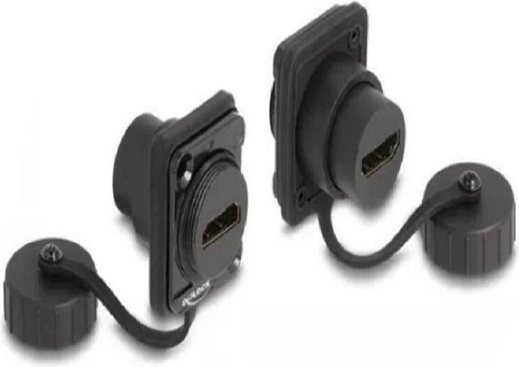 Delock D-type module HDMI-A naar HDMI-A connector met afdichtingsdop IP67 zwart