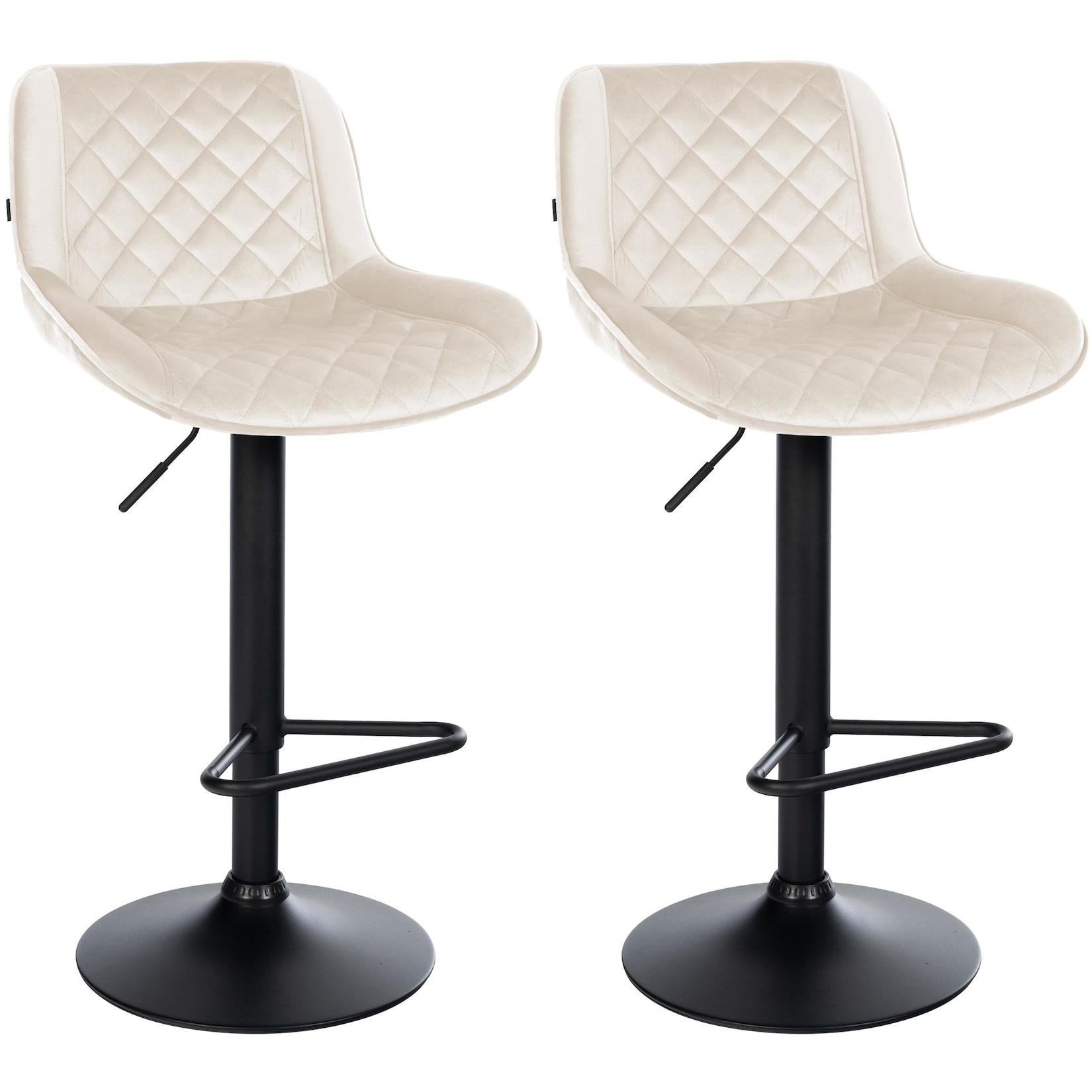 CLP Barhocker 2er Set, Barstuhl Kasson höhenverstellbar und drehbar mit Rückenlehne, modern mit Fußablage und gepolsterter Sitz