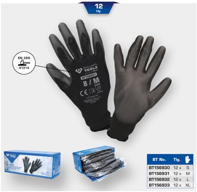 Brilliant Tools Gants micro mailles fines, taille 7 / S (BT156930)