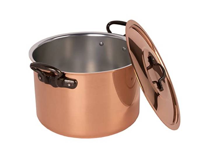 Cuisine Romefort Suppentopf aus Kupfer mit Deckel Ø 24 cm Verzinnter Kupfertopf Kochtopf mit hohen Wänden