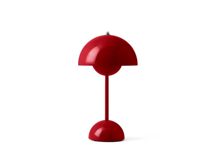&Tradition - Flowerpot Akku Tischleuchte VP9 mit magnetischem Ladekabel, glänzend, zinnoberrot