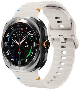 Everyday Crate Kalebol Wave Stitched Samsung Galaxy Watch Ultra Band Soft Silicone Watch Strap For Galaxy Watch Ultra starlight