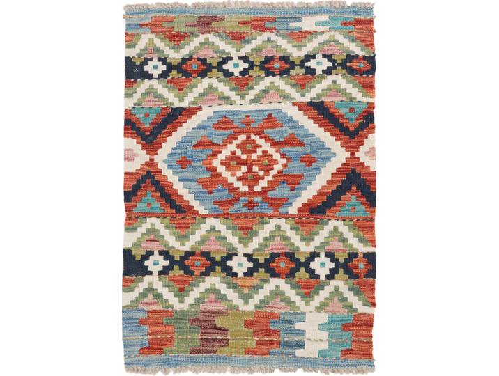 Kelim Afghan Teppich 59x85 Handgewebt Orientteppich Wolle