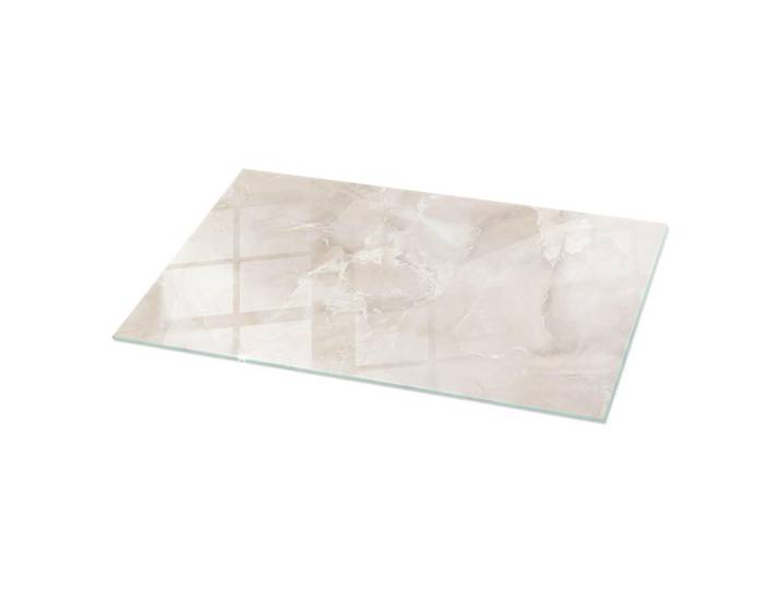 Tulup Glasplatte 100x50 cm Marmorstrukturmuster, Creme, Glas, Rechteckig, 100x50x0.4 cm, Esszimmer, Esstische, Tischsysteme