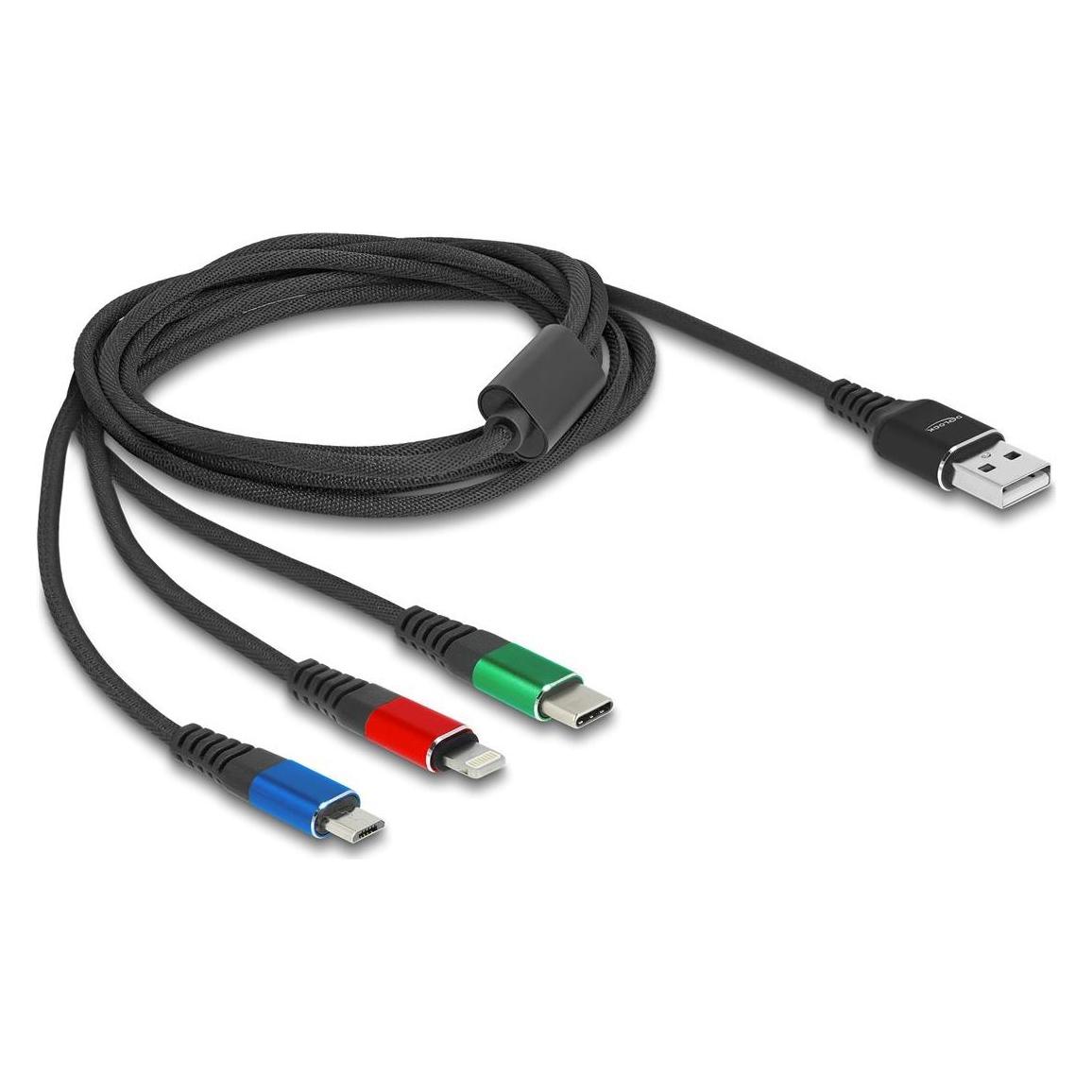 Delock 3 in 1 USB Ladekabel (2 m, USB 2.0, 15 W) (90156)