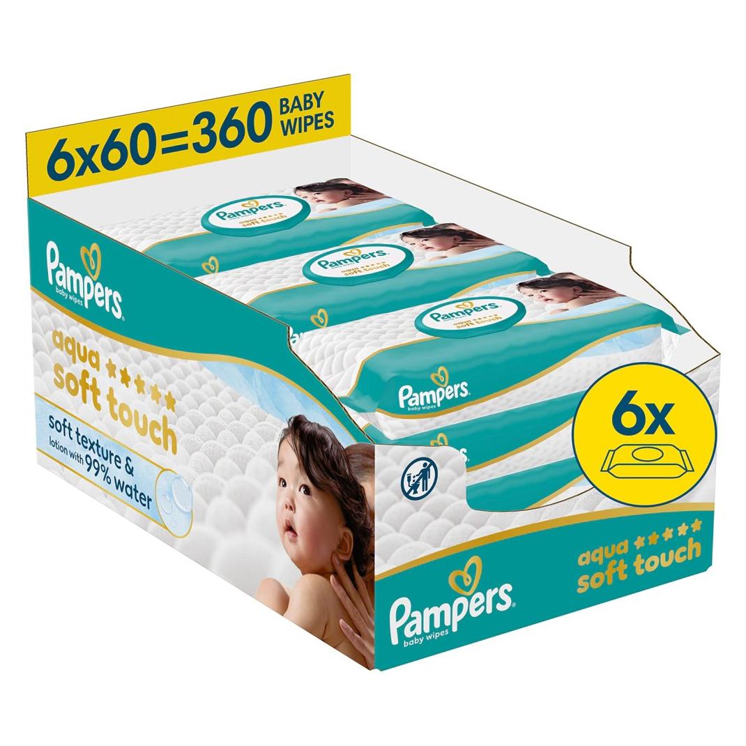Pampers Chusteczki nawilżane Aqua Soft Touch 6x60 szt. (Plastic Free) (6 x 60 Stk.) (70643283)