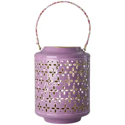 RICE Metall Laterne mit Henkel, Lavendel, 27 cm, Ø 19 cm