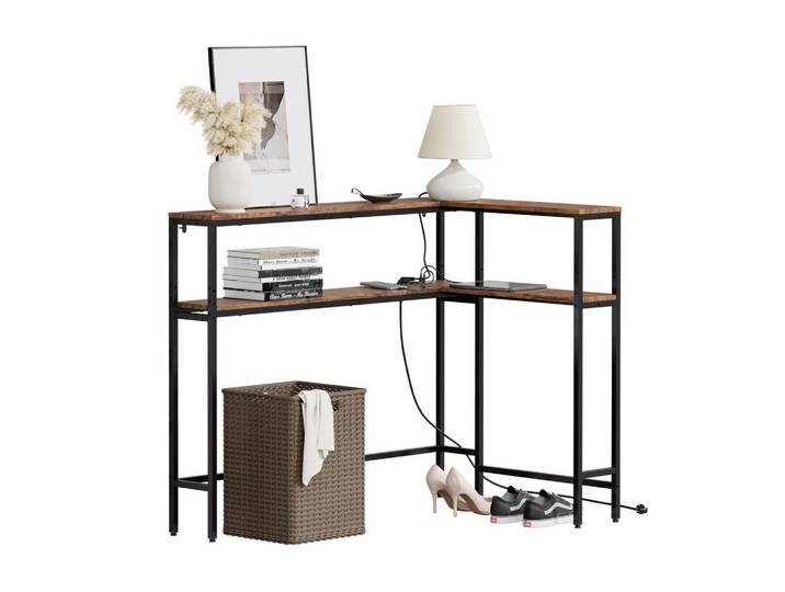 ECKKONSOLENTISCH mit integrierter Steckdose schmal 180x20x100 cm