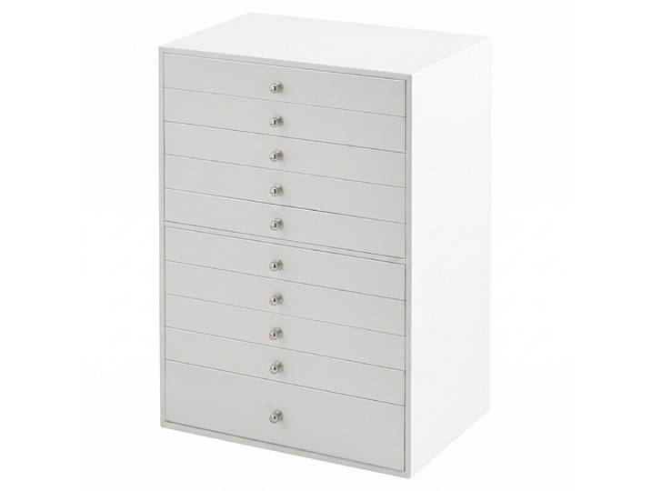 JOYFURNOS Organisateur de bijoux avec tiroirs, grande boîte de rangement, idée cadeau moderne pour chambre, 10 niveaux, blanc