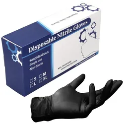 Tool Brothers, Schutzhandschuhe, Nitril Einweg Handschuhe Schwarz / Black 100 Stück Grösse M / Medium - nicht Steril (M)