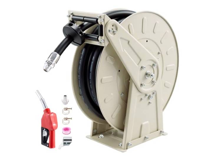 VEVOR Enrouleur de Tuyau de Carburant Rétractable 19\,05 mm x 9\,9 m 20 bar Dévidoir de Tuyau Diesel à Ressort\, pour Diesel et Kérosène\, Rétraction Automatique\, avec Flexible en Caoutchouc Industriel