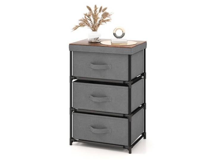 Commodes - HELLOSHOP26 - 3 tiroirs - Gris - Multifonctionnelle - 40x30x62 cm