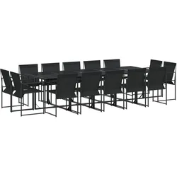 vidaXL 15-tlg. Garten-Essgruppe Schwarz Textilene