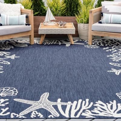 Alise Rugs Exo Coastal Graphic Print Indoor/Outdoor Area Rug